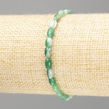 Green agate seed bead bracelet, 6x4 mm+-, length 18 cm (stretch)