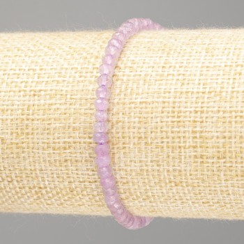 Amethyst Bracelet (Synthetic) Light Lilac Translucent Faceted Rondelle Beads, 4x3 mm, 18 cm (Stretch)