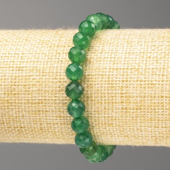 Bracelet made of natural chrysoprase — faceted bead, 8 mm diameter, length 18 cm (stretch)