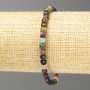 Bracelet with natural tourmaline gemstone, faceted cube, diameter 4.5 mm, length 18 cm (stretch)