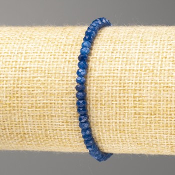 Bracelet made of synthetic lapis lazuli, light blue faceted rondelle beads, 4x3 mm diameter, 18 cm long (stretch)