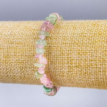 Bracelet with natural quartz – assorted quartz chips, natural stone, 7×3 mm diameter, 18 cm length (stretch)