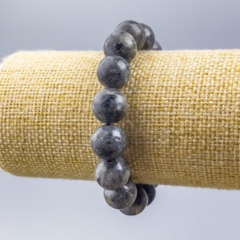 Larvikite Bracelet with Smooth Bead, 12.5 mm Diameter, 18 cm Length (Stretch)