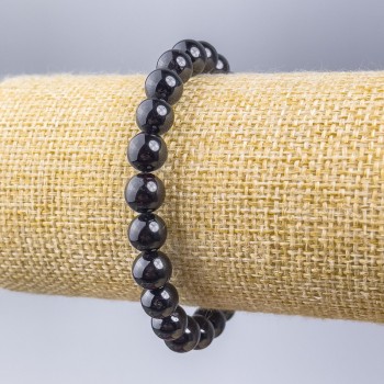 Garnet bracelet, natural stone, smooth beads 8 mm+, length 18 cm (stretch)