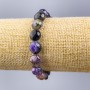 Charoite bracelet, natural stone, faceted, 10x12 mm, length 18 cm (stretch)
