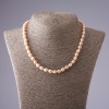 Pink freshwater smooth pearl necklace, diameter 7×8 mm, length 45 cm