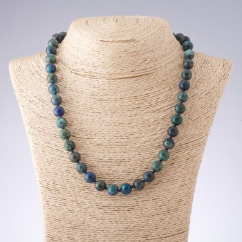 Azurite Bead Necklace, Smooth Bead, 10mm Diameter, 50cm Length