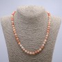 Necklace of synthetic selenite with smooth beads, 6 mm diameter, 46 cm+