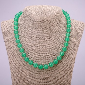 Nephrite Necklace, Smooth Bead, 10mm Diameter, 48cm Length