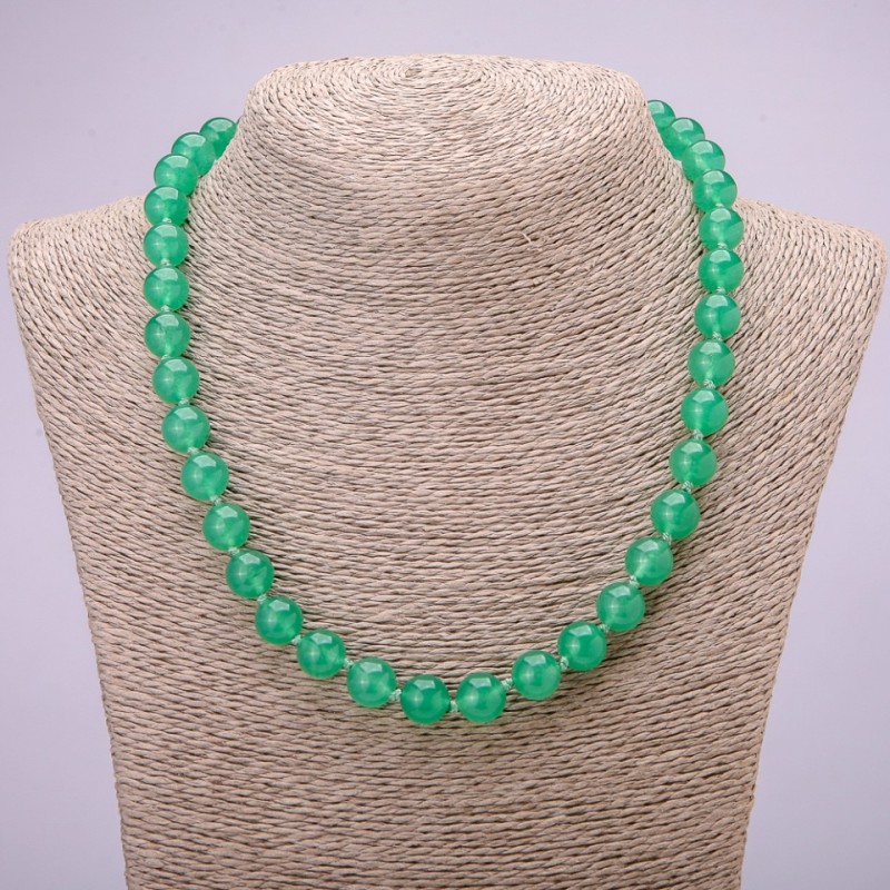 Nephrite Necklace, Smooth Bead, 10mm Diameter, 48cm Length