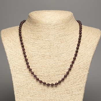 Garnet natural stone necklace, smooth beads, 5.5 mm diameter (±), length 50 cm+