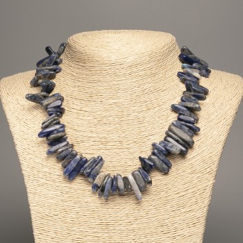 Necklace with natural sodalite granules 'Needle', diameter 20x6mm, length 48cm +