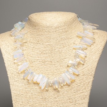 Natural stone necklace Moonstone chip 'Needle', diameter 20x8-11x3 mm, length 48 cm +