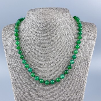 Chrysoprase natural gemstone necklace with a faceted bead, 8 mm diameter, length 50 cm +