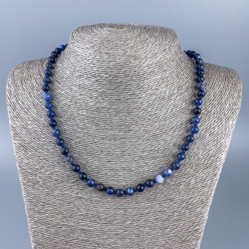 Sodalite natural stone necklace with smooth beads, 6 mm diameter, 48 cm length