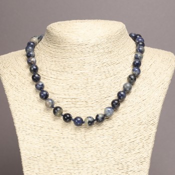 Necklace made of natural sodalite — smooth beads, 10 mm diameter, 45 cm length