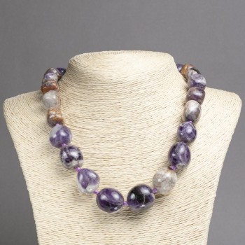 Elite Amethyst Natural Stone Necklace - Large Faceted Graduated Beads, 12-23 mm Diameter, 50 cm Length