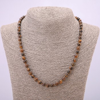 Tiger's Eye Necklace, Smooth Beads, 6 mm Diameter, 48 cm Length