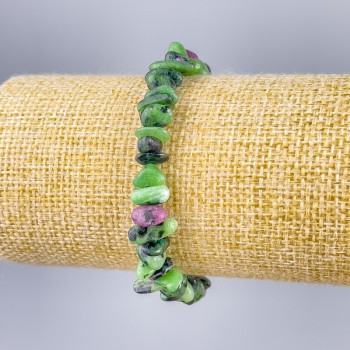 Zoisite natural stone chips bracelet, 8x4 mm, length 18 cm (stretch)