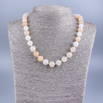 Selenite Necklace (Acrylic) Smooth Beads, 10 mm Diameter, 50 cm Length