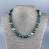 Natural stone necklace Chrysocolla and Lapis Lazuli, smooth beads, 10 mm diameter ±, length 48 cm ±