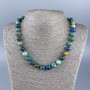 Natural stone necklace Chrysocolla and Lapis Lazuli, smooth beads, 10 mm diameter ±, length 48 cm ±