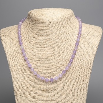 Necklace Amethyst (artificial tinted quartz) smooth bead, 6.5 mm diameter, 50 cm length