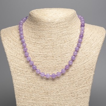 Amethyst Necklace (synthetic tinted quartz) smooth bead, 8 mm diameter, 50 cm length