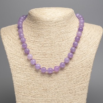 Necklace of toned quartz imitating amethyst — smooth beads, 10mm diameter, approximately 48 cm in length