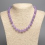Necklace of toned quartz imitating amethyst — smooth beads, 10mm diameter, approximately 48 cm in length