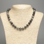 Necklace Grey Picasso Jasper Acrylic, Smooth Beads 10mm, Length 48 cm +/-