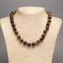 Tiger's Eye natural stone necklace with smooth beads, 12 mm diameter, 48 cm length +