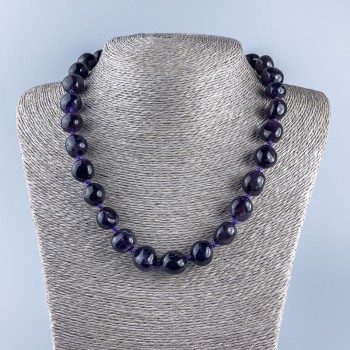 Faceted natural amethyst necklace, bead diameter 13x12 mm ±, length 48 cm ±