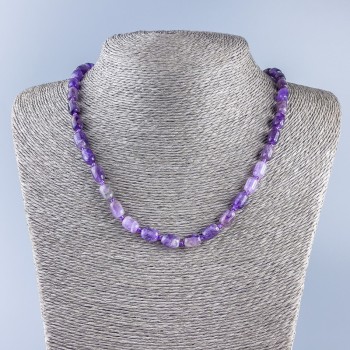 Amethyst Barrel Bead Necklace, natural stone, diameter 4x1 mm, length 50 cm