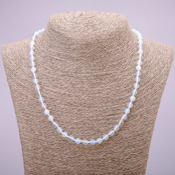 Necklace Opalite Moonstone (synthetic) smooth bead, 6mm diameter, 48cm length