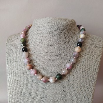 Tourmaline Necklace with Smooth Beads, 10mm Diameter, 45cm Length
