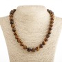Tiger's Eye Bead Necklace, 12 cm diameter, with a clasp, 45 cm length