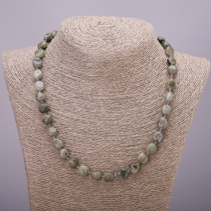 Faceted Labradorite Natural Stone Necklace, diameter 9×13 mm (±), length 48 cm