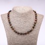 Necklace of Tiger's Eye, Bull's Eye, Hawk's Eye with Texturing, bead diameter 7-10mm, length 46cm