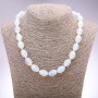 Moonstone Necklace (Synthetic), Bicone, 12x16 mm, 46 cm long