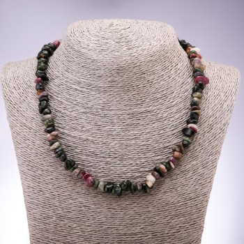 Natural tourmaline necklace, faceted 9 mm beads, 45 cm long