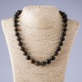 Hawk's Eye Necklace with Smooth Beads 12mm 50 cm