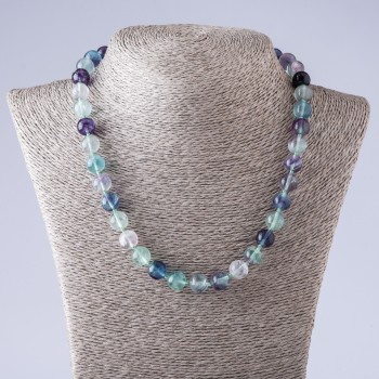 Fluorite Necklace with Smooth Beads 10mm, 48cm