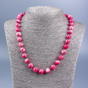 Rhodochrosite Necklace (Imitation) Smooth Bead, 10 mm Diameter, 52 cm Length +