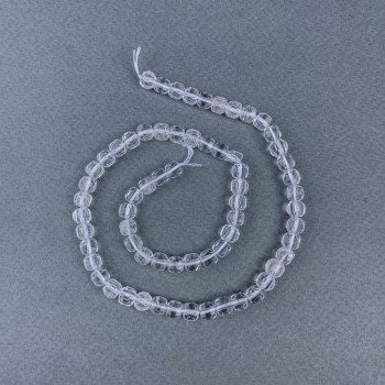 Beads of rock crystal natural stone, faceted cube on thread, diameter 6x6 mm ±, length 39 cm+