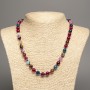 Multicolor Agate Natural Stone Necklace with Smooth Beads, 8 mm Diameter, 50 cm Length +