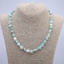 Larimar natural stone necklace, tumbled beads, 6x10 mm diameter, 45 cm length +