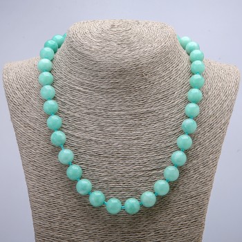Natural Jadeite Necklace with a Smooth Bead, 12 mm (±) diameter, 46 cm length