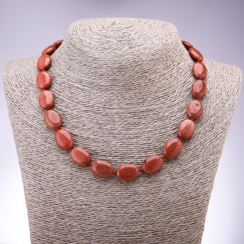 Necklace made of natural aventurine (synthetic) 'Golden Sand' flat oval, 13x18 mm, length 45 cm