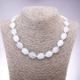 Necklace of Moonstone Opalite (synthetic) Flat Oval Beads, 13×18 mm, length 45 cm